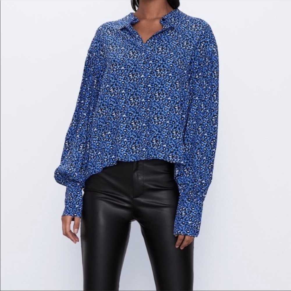 Zara animal print blouse